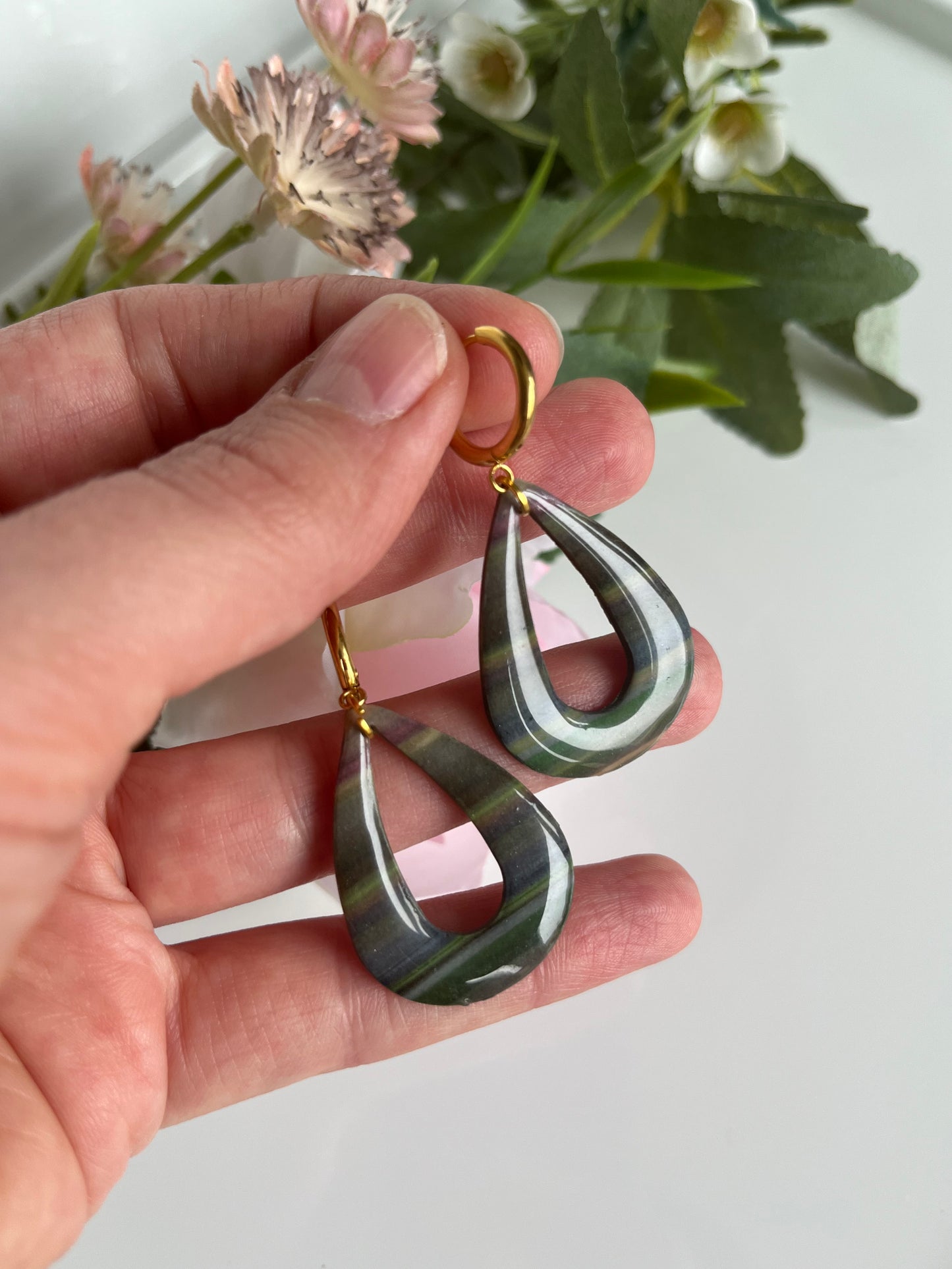 Stripy Teardrop Earrings