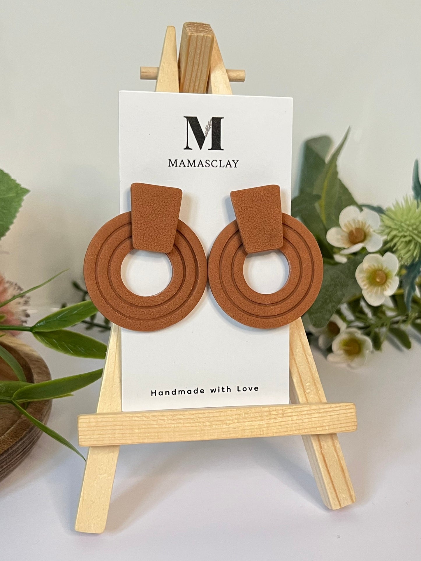 Caramel Embossed Ring Studs
