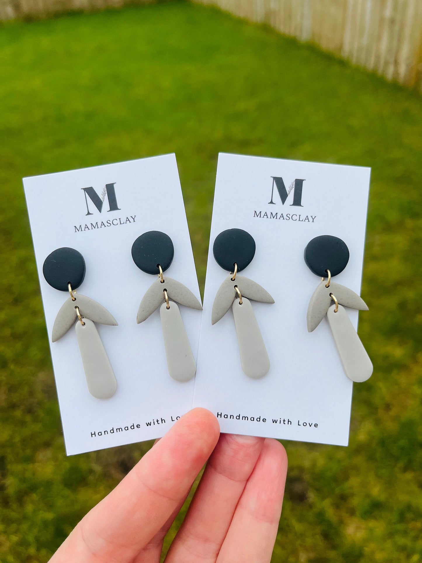 Black and Grey Dangles | Triple Shaped Earrings