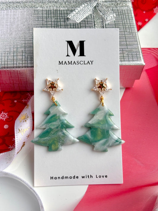 Emerald Star Tree Earrings