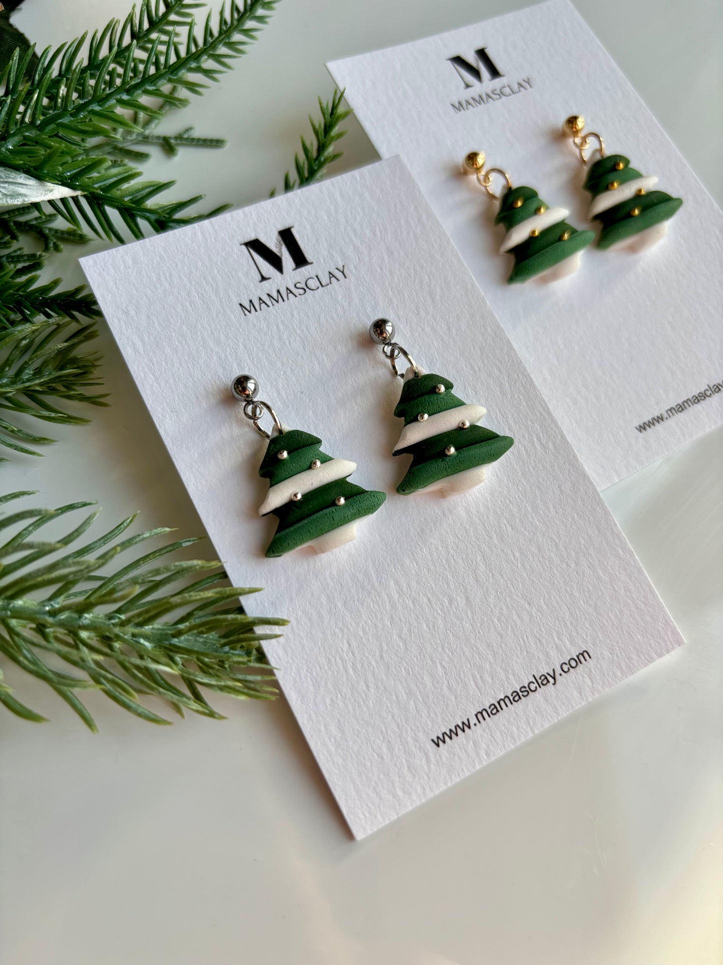 Stripy Christmas Tree Earrings