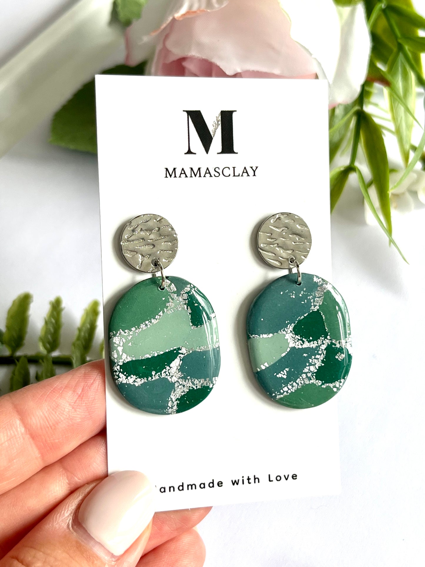 Green Shades Oval Dangles