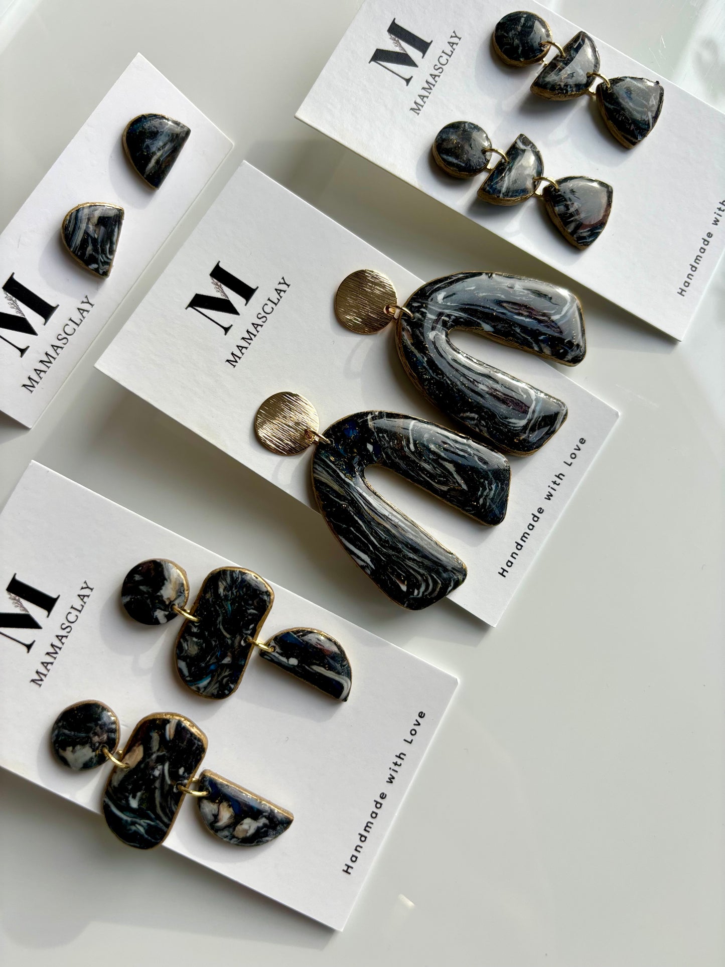 Black Marble Arch Earrings