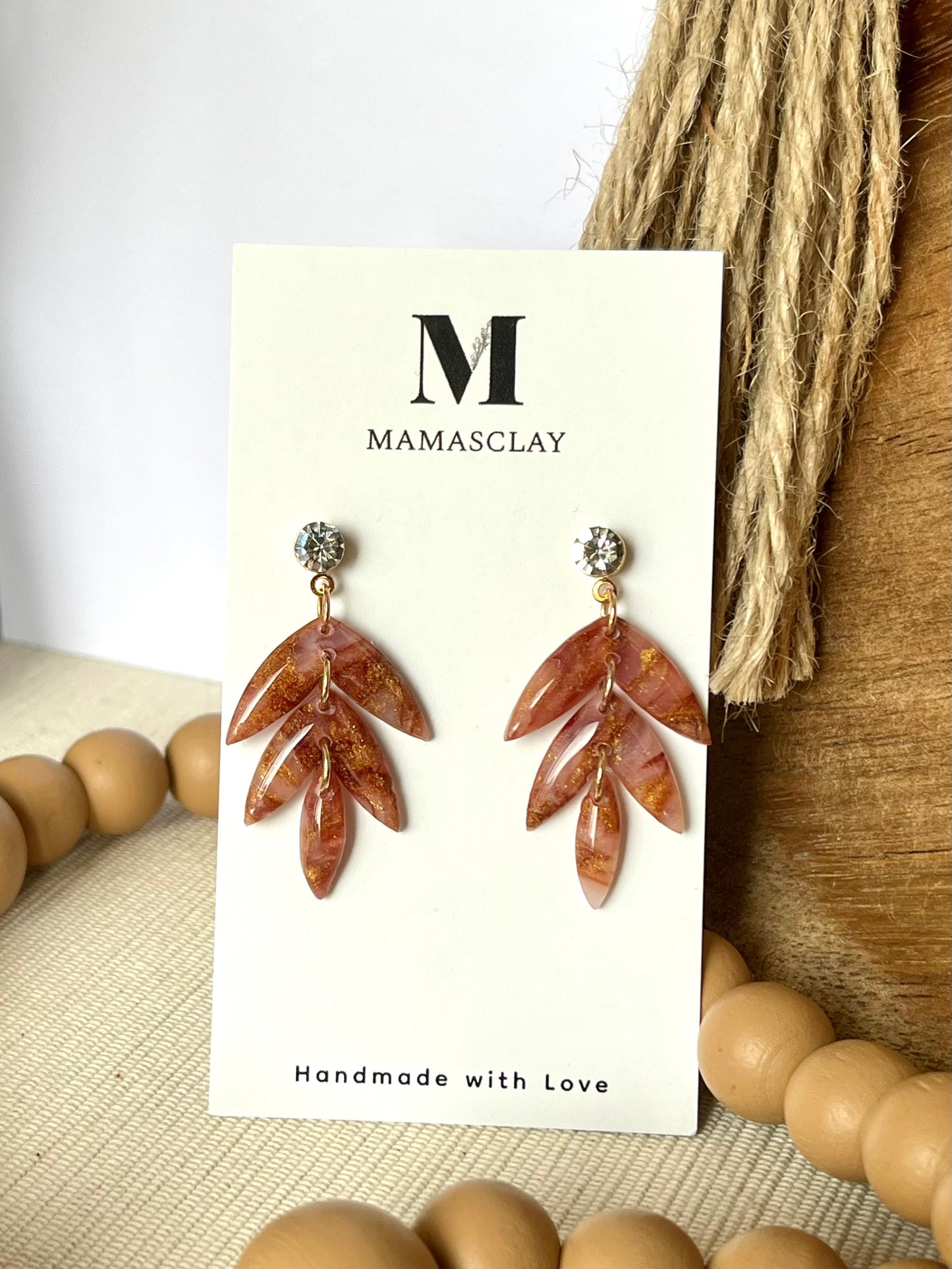 Chestnut and Gold Tiered Leaf Earrings
