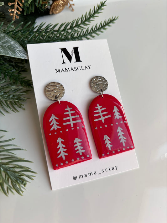 Hand Painted Christmas Earrings