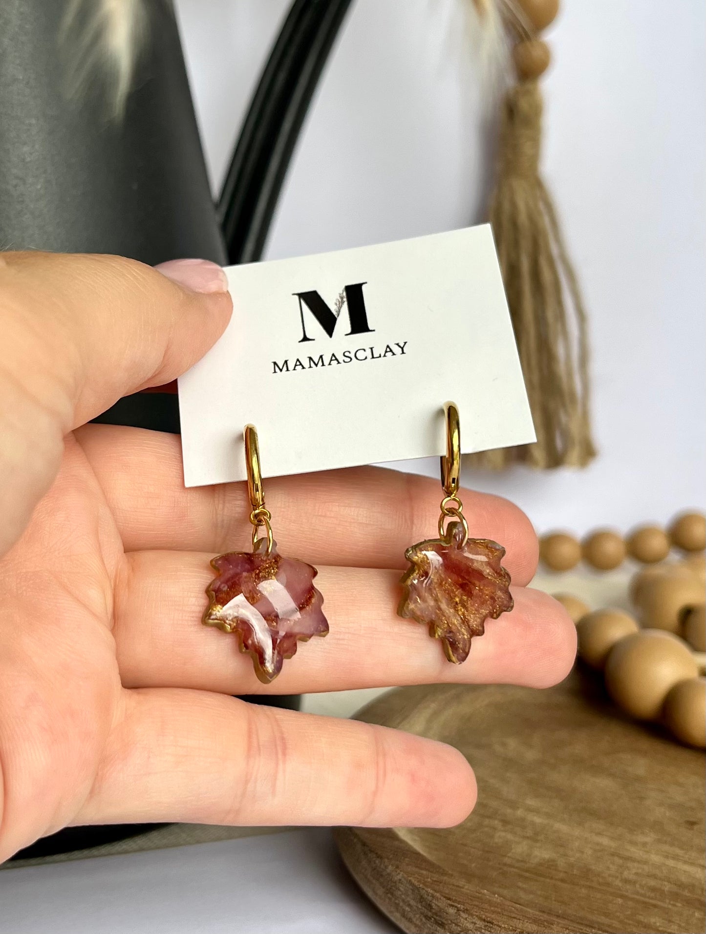 Chestnut and Gold Maple Leaf Earrings