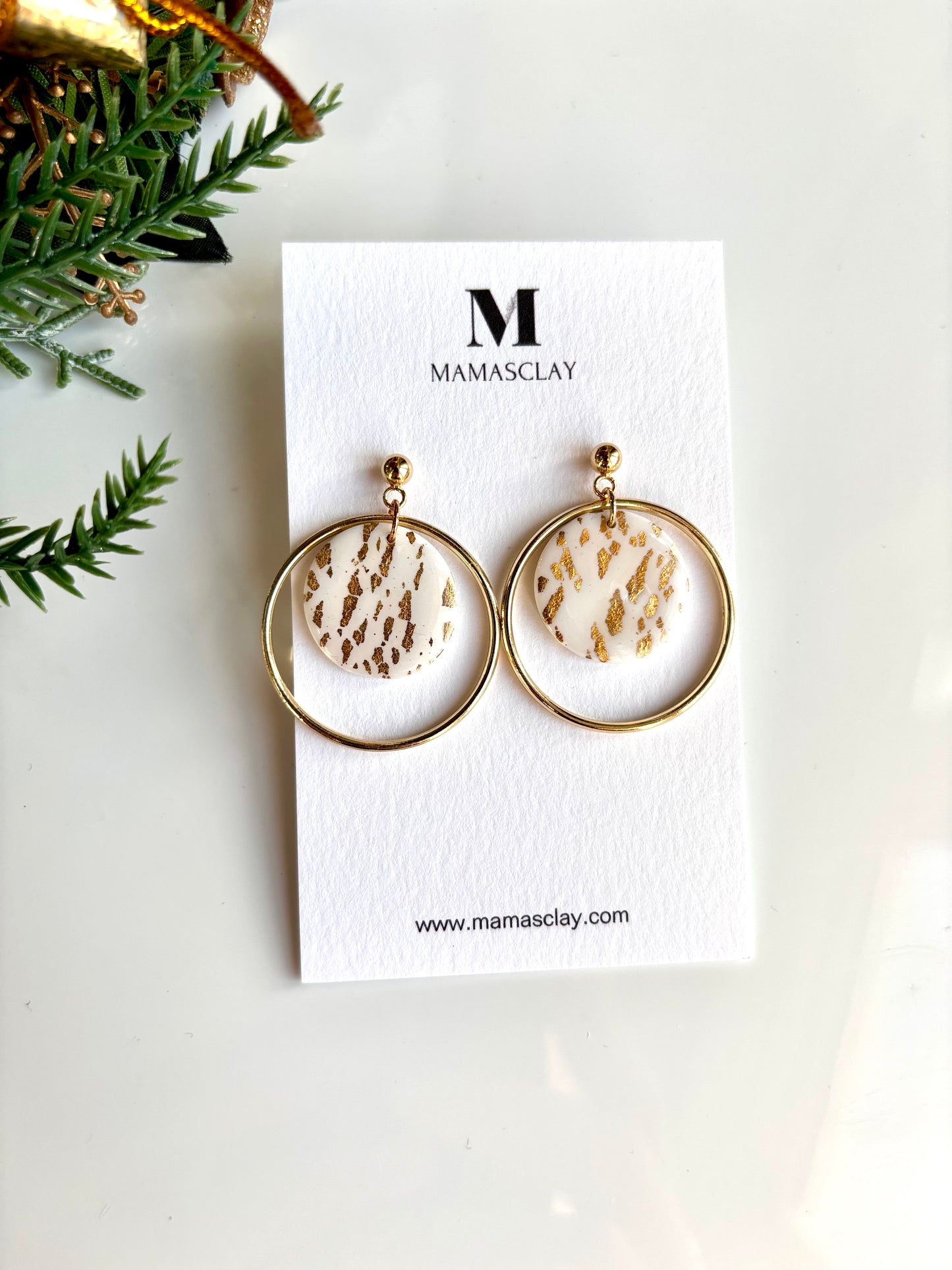 White and Gold Earrings