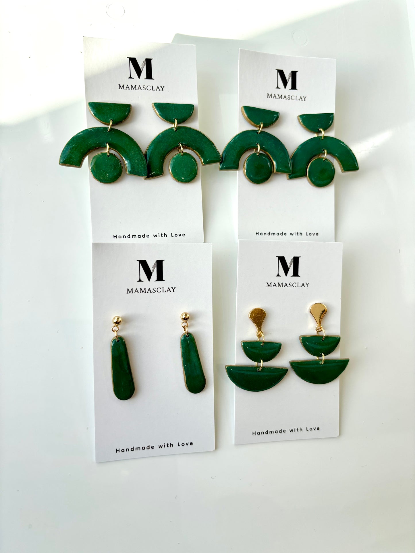 Green and Gold Drop Earrings