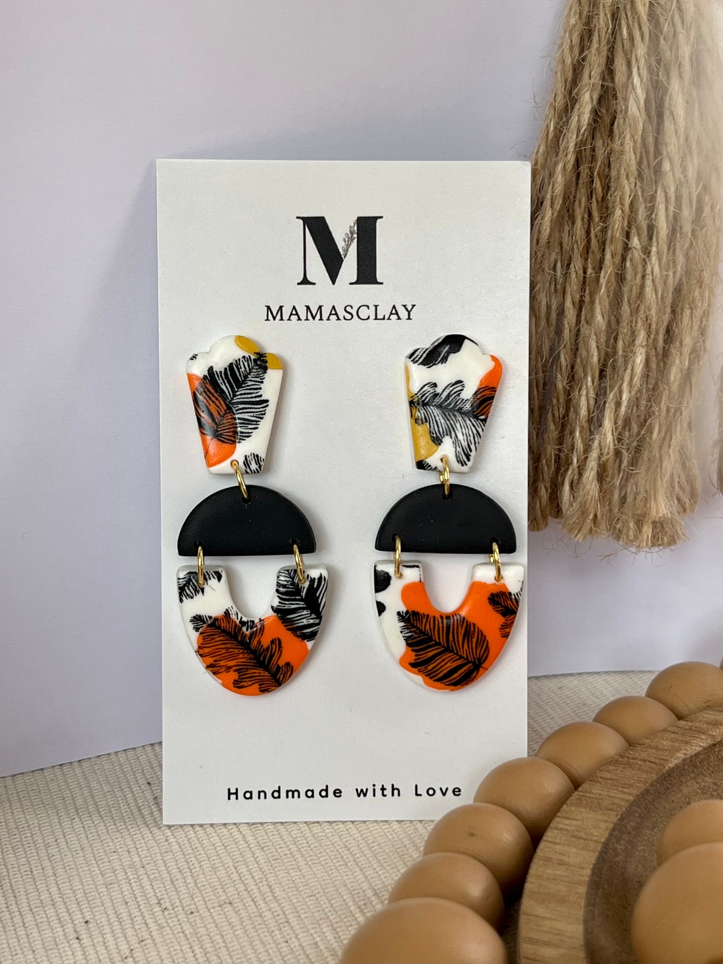 Triple Leaf Print Earrings