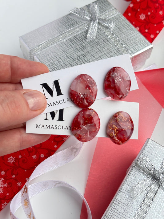 Red Marble Studs