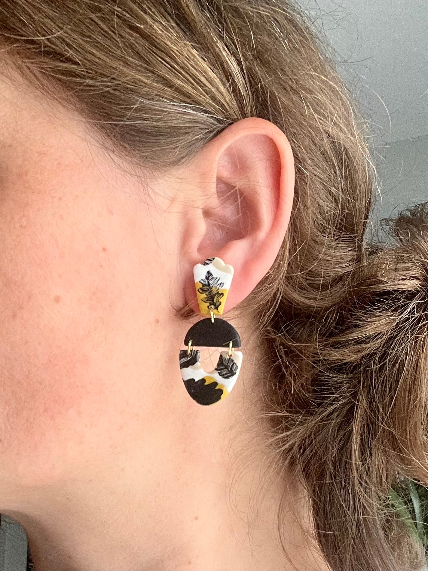Triple Leaf Print Earrings