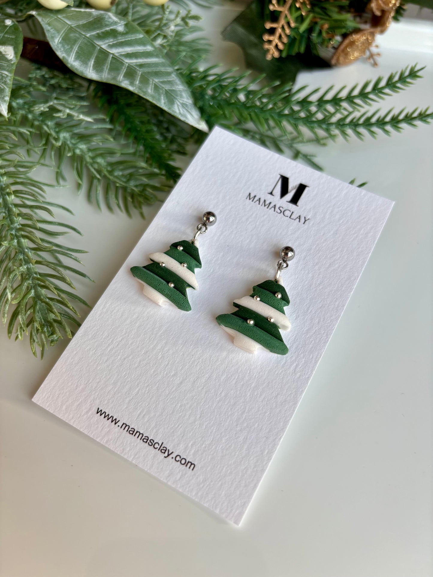 Stripy Christmas Tree Earrings