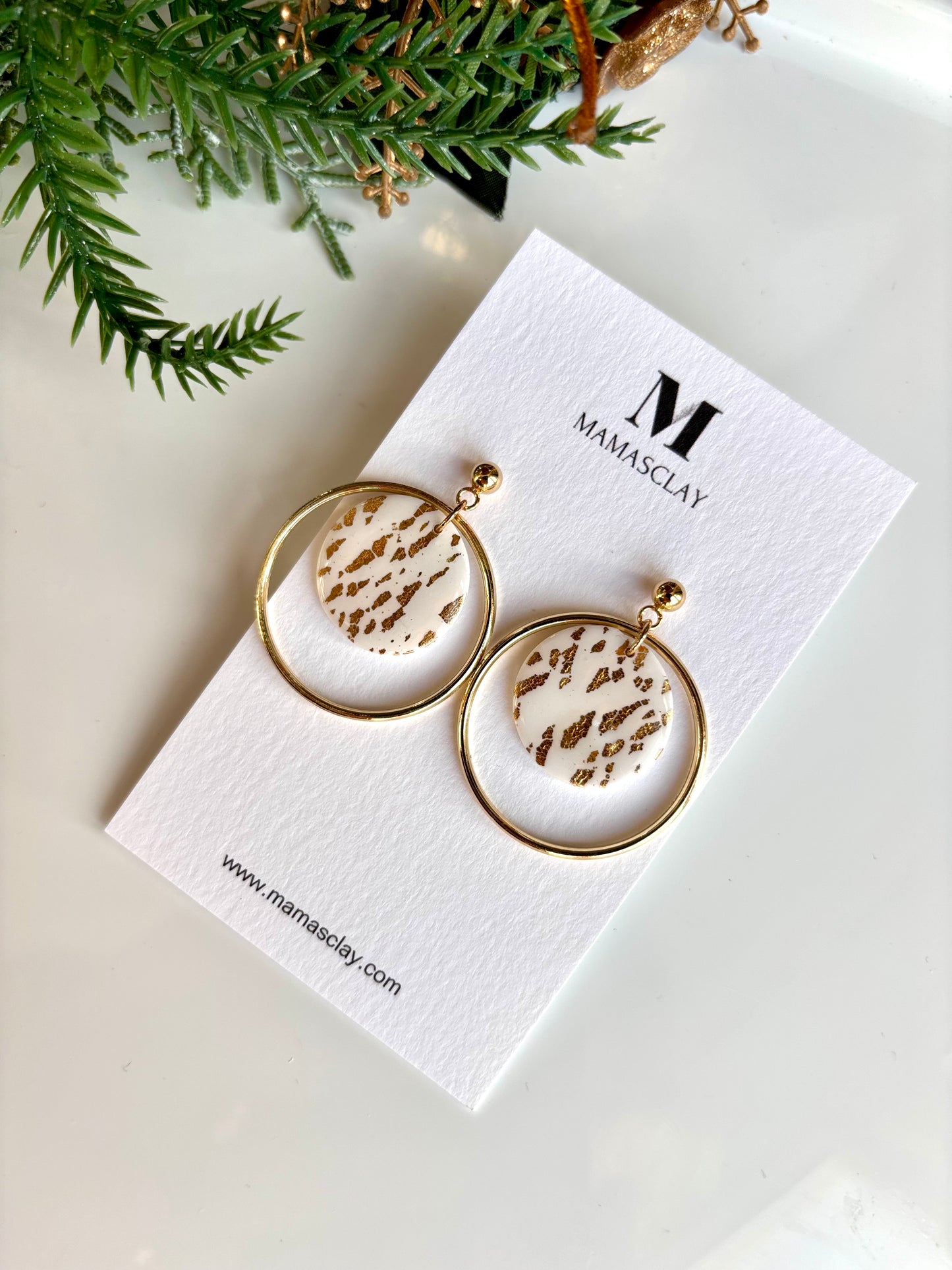 White and Gold Earrings