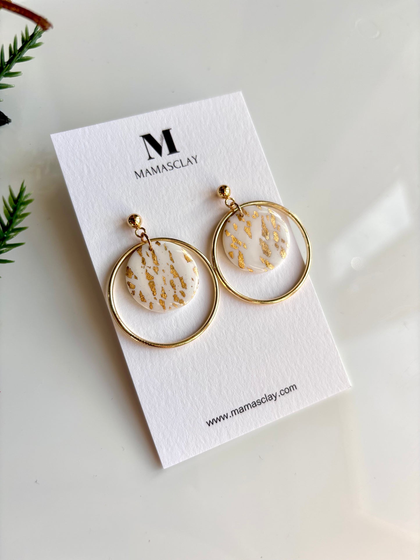 White and Gold Earrings