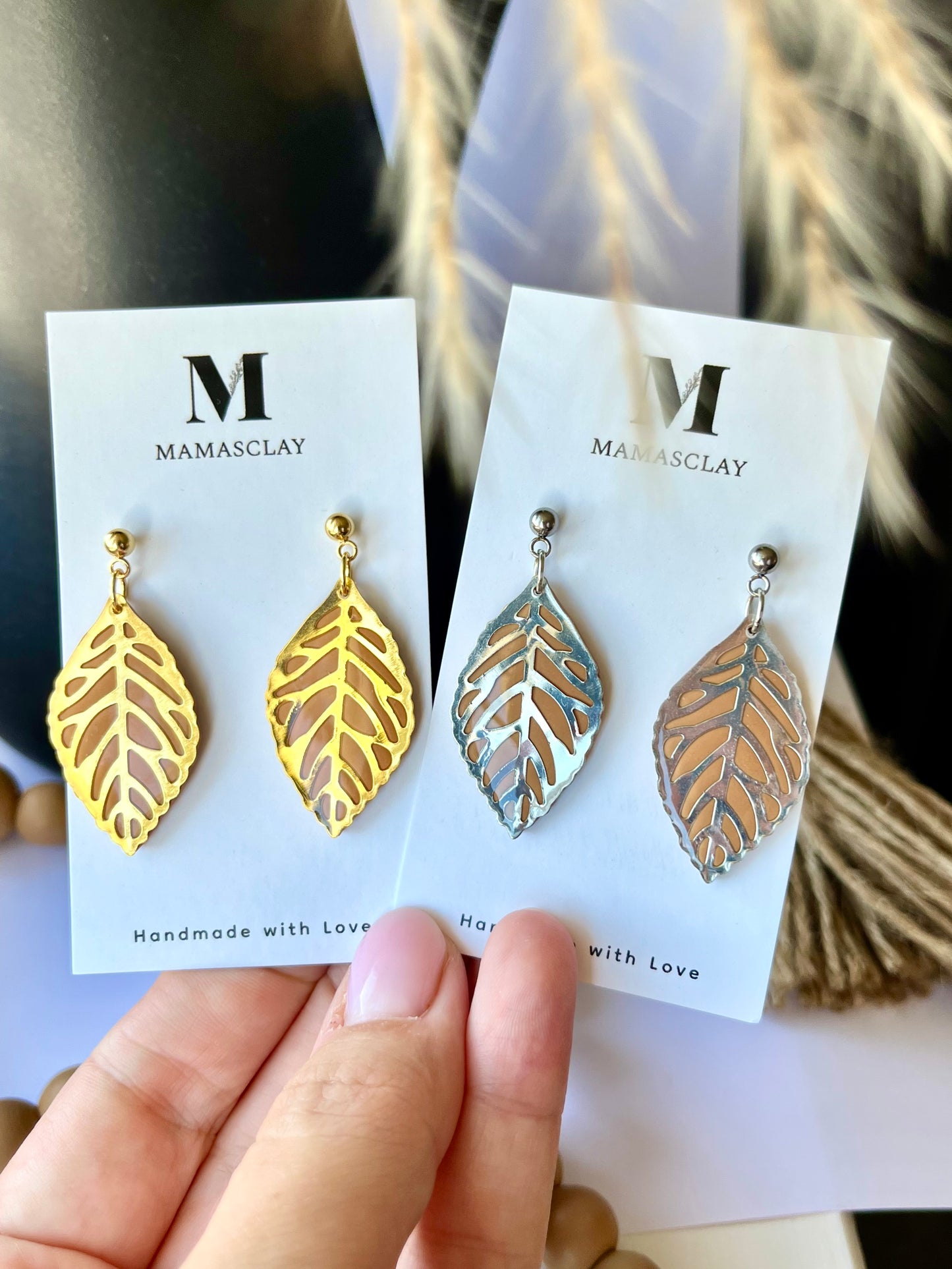 Golden and Silver Leaves Earrings