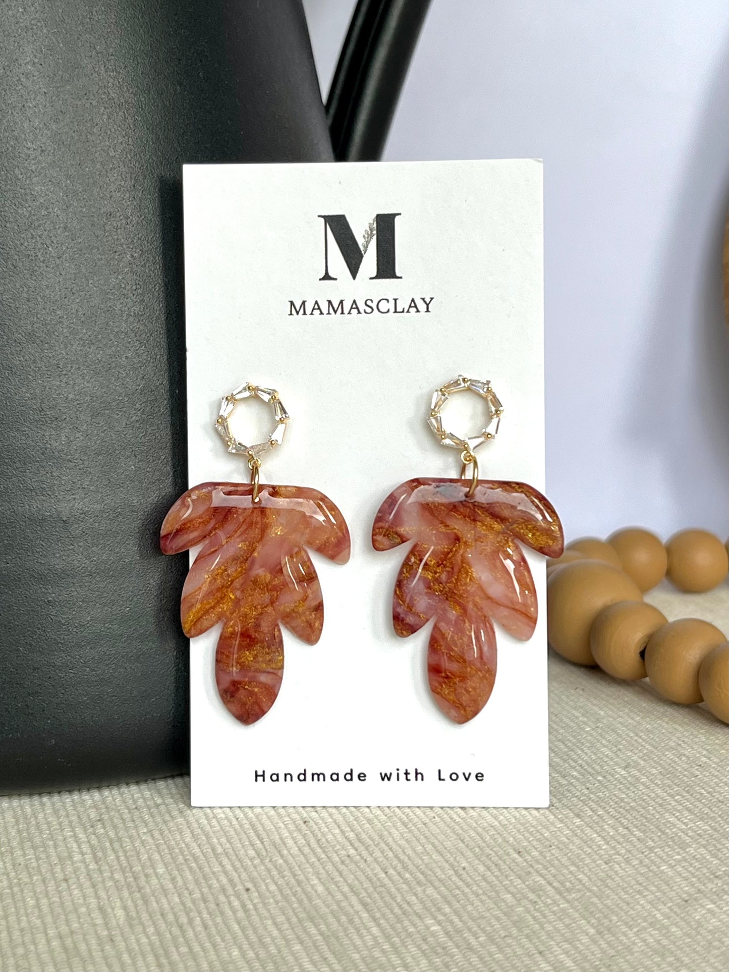Chestnut and Gold Leaf Earrings