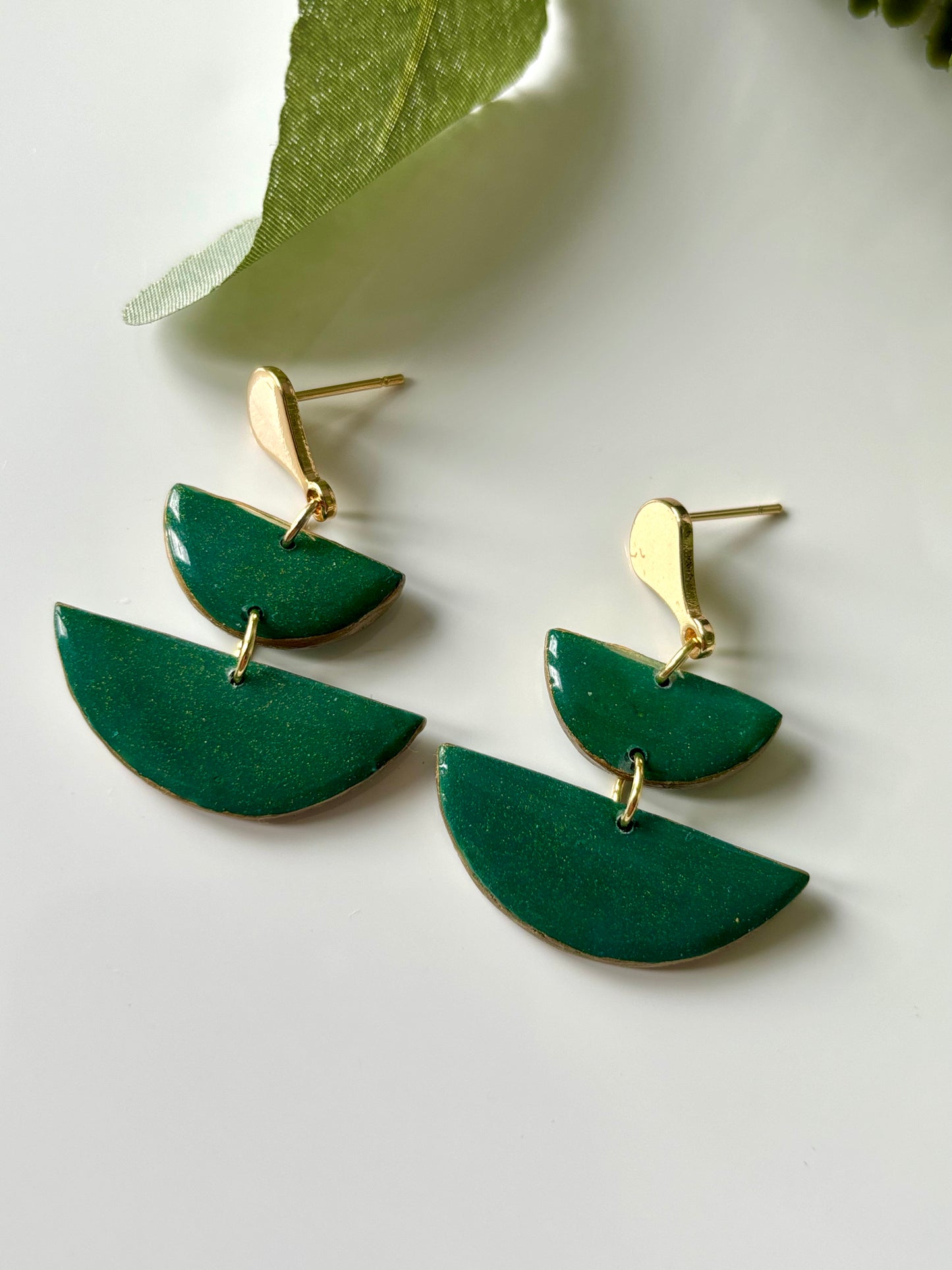Green and Gold Dangles (Double)