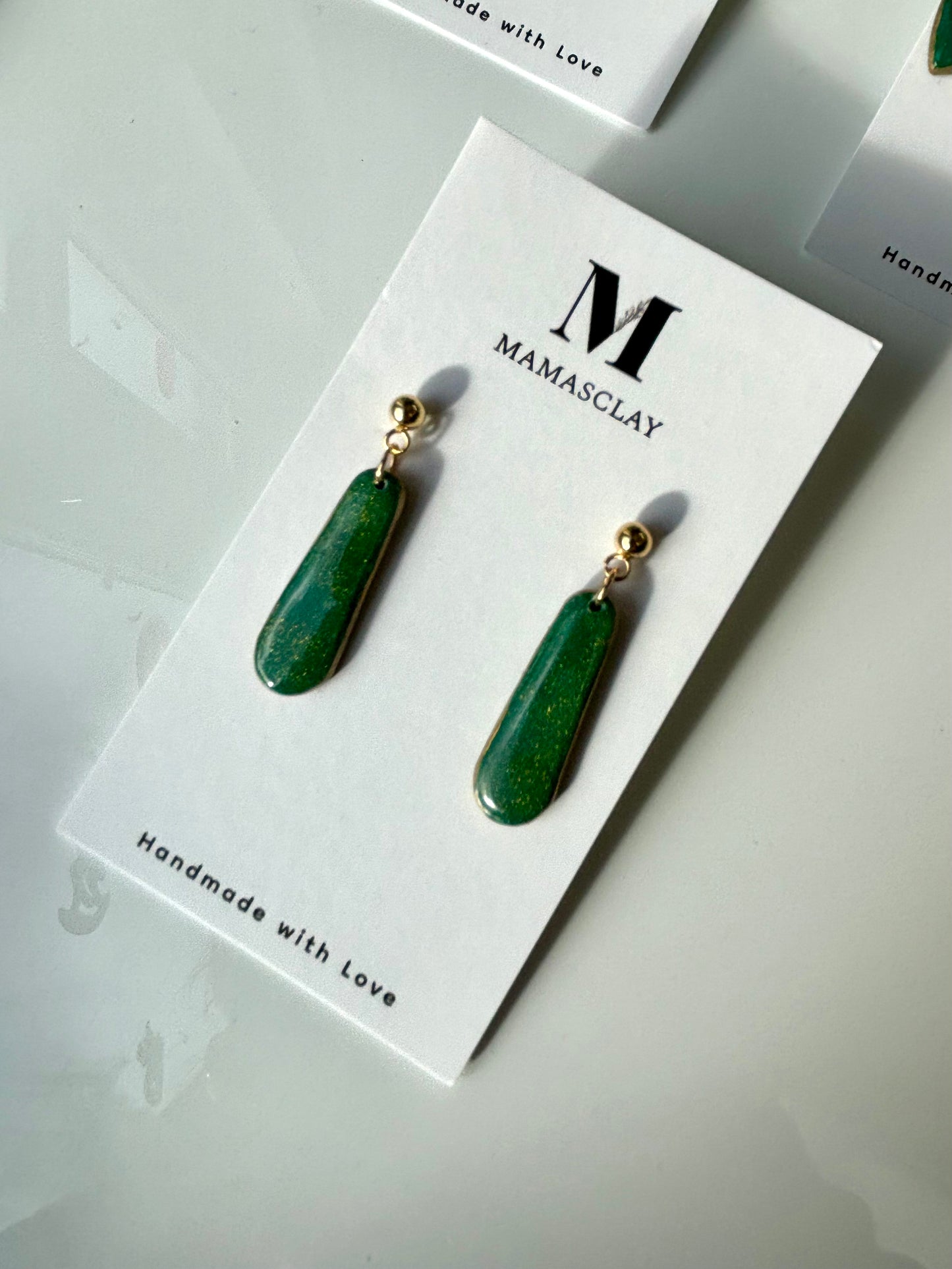 Green and Gold Drop Earrings