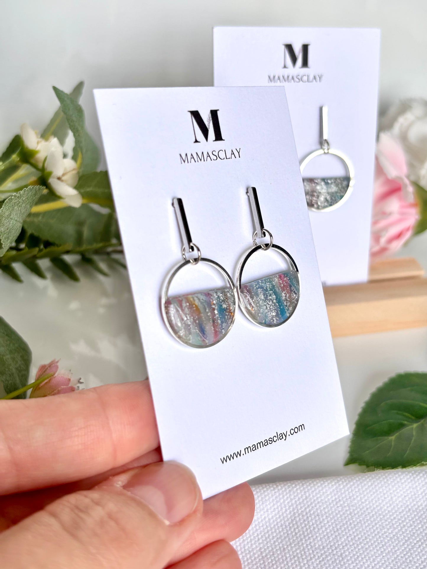 Marble Silver Earrings