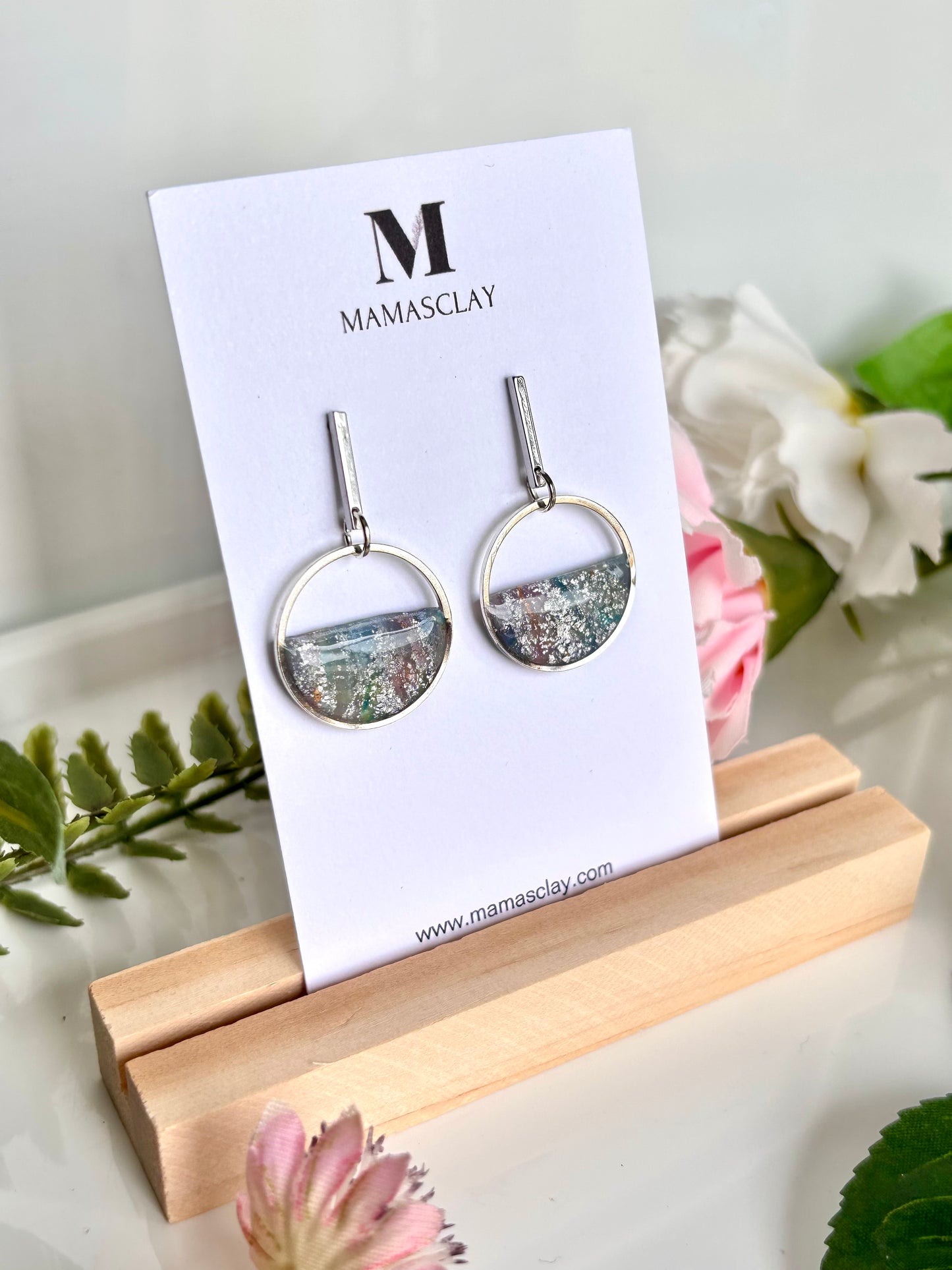 Marble Silver Earrings