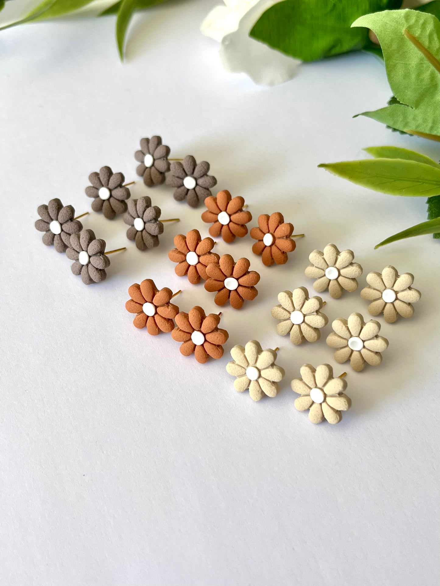 Neutral Flower Studs