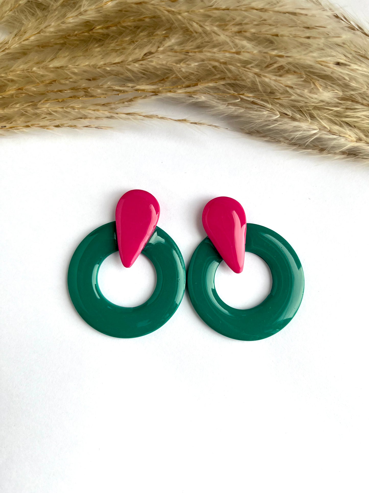 Emerald and Pink Studs