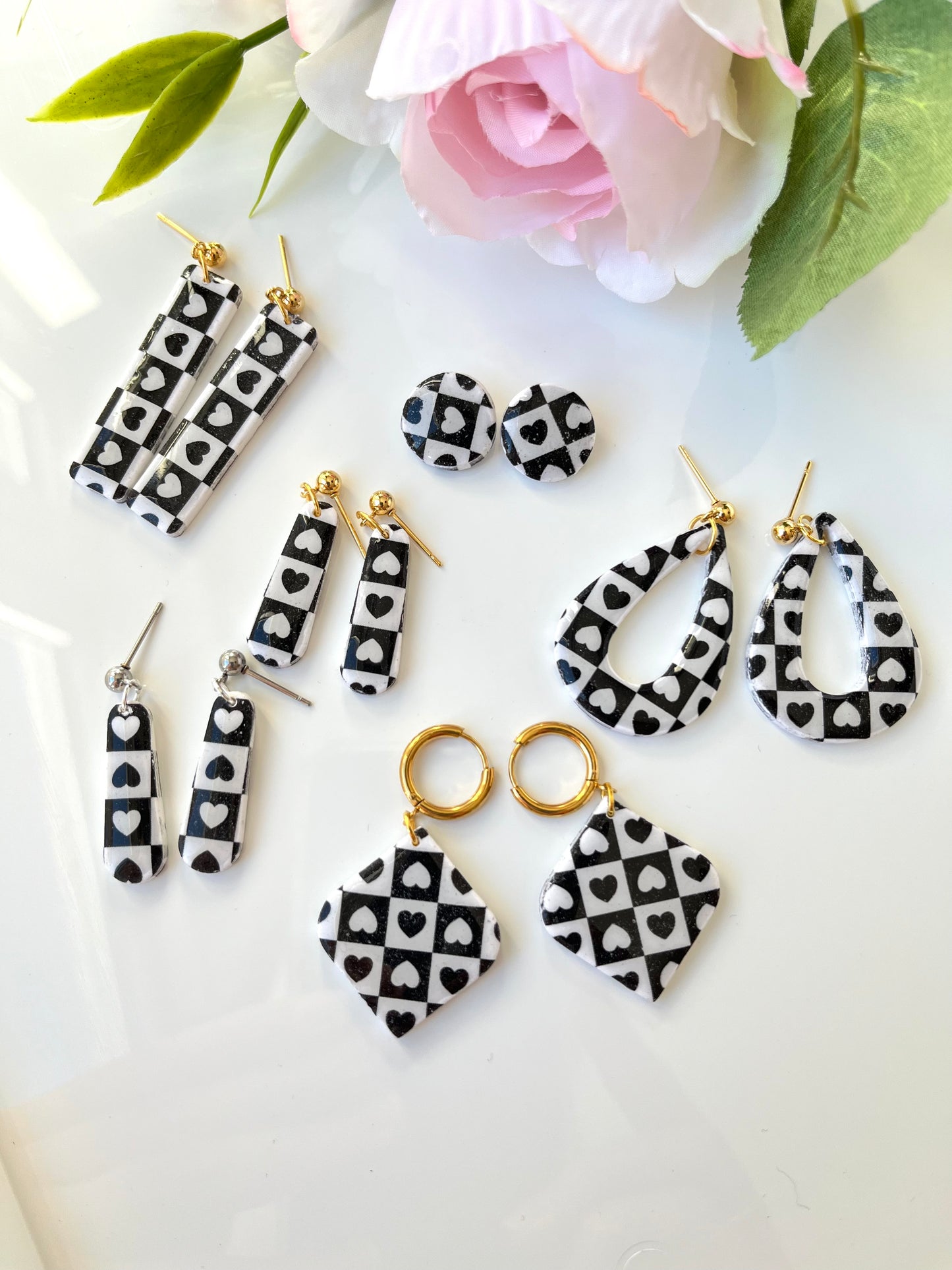 Chequered Heart Earring Collection