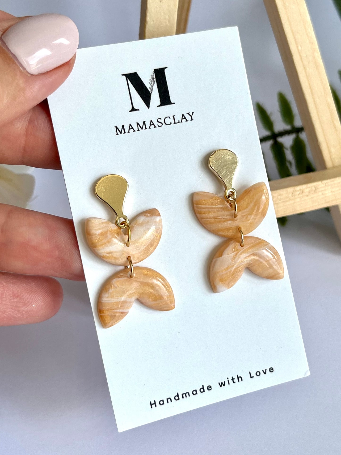 Golden Marble Leaf Dangles