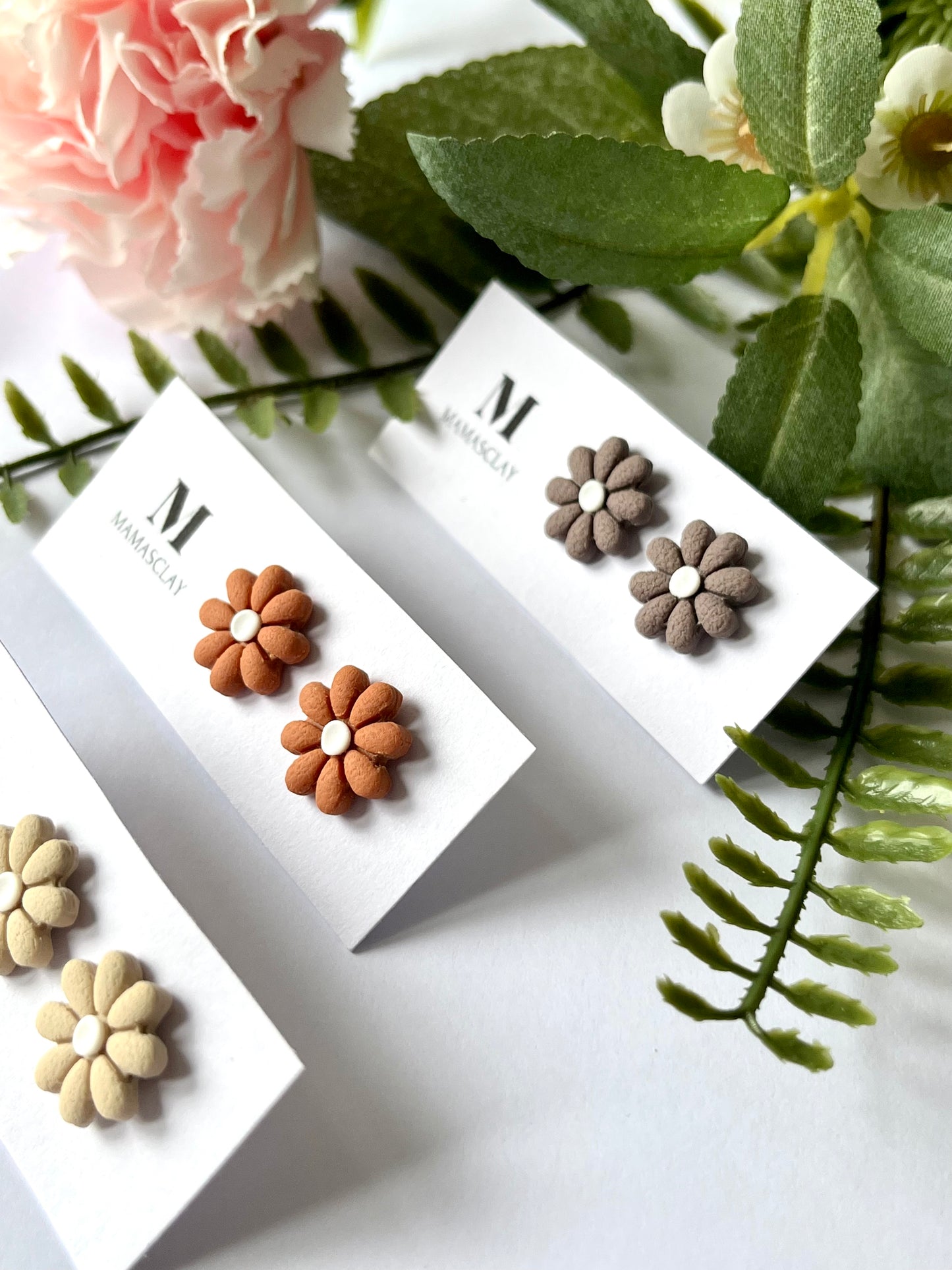 Neutral Flower Studs