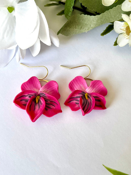 Pink Pansy Dangles